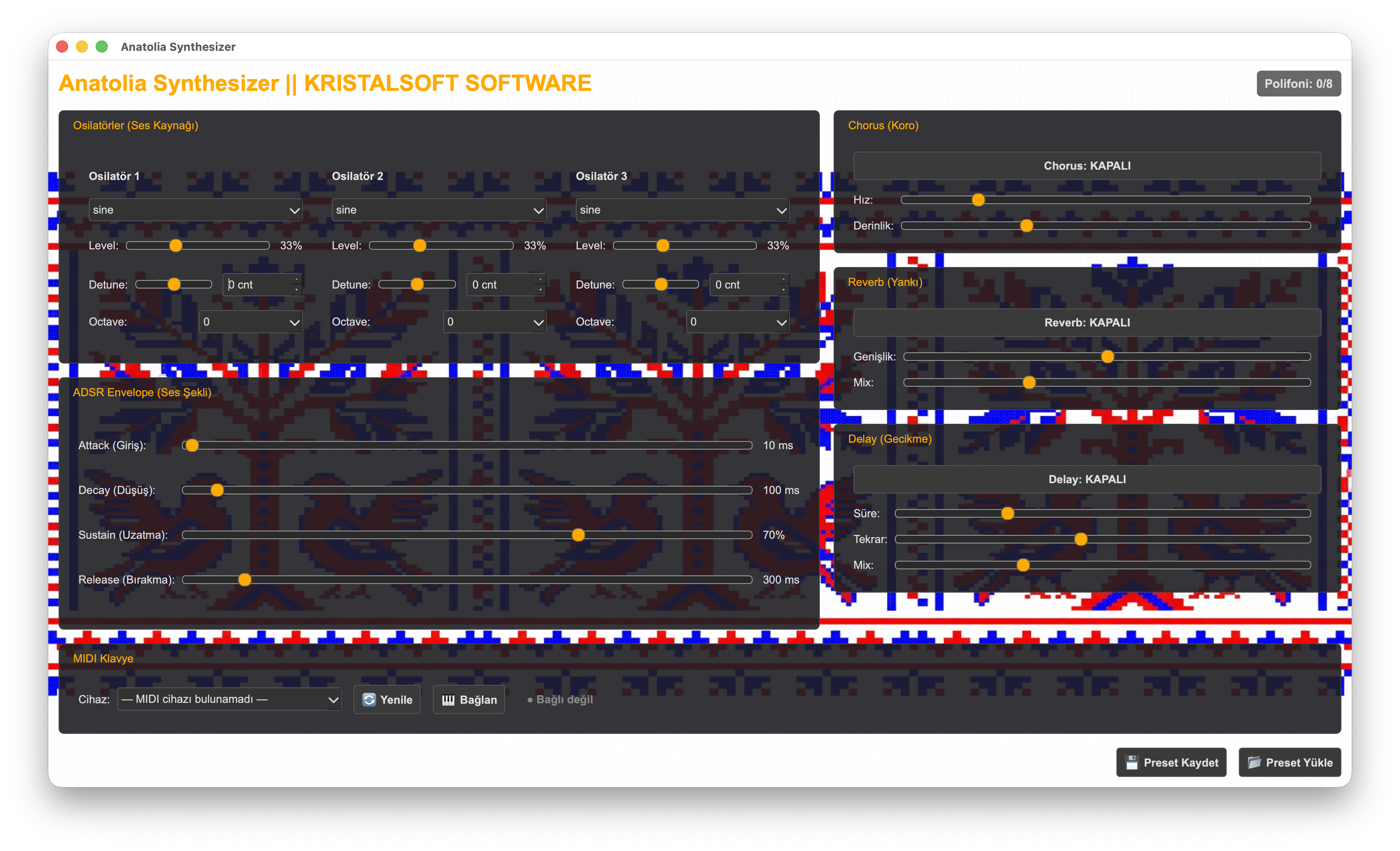 Anatolia Digital Synthesizer (MIDI Klavye Destekli)